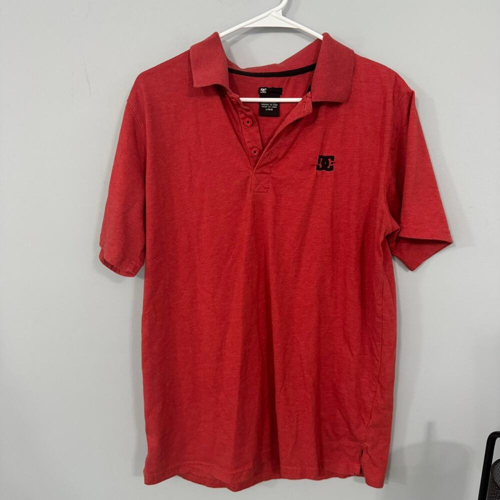 DC Muted Red Short Sleeve Polo Top Men's Size Large Cotton & Polyester Blend